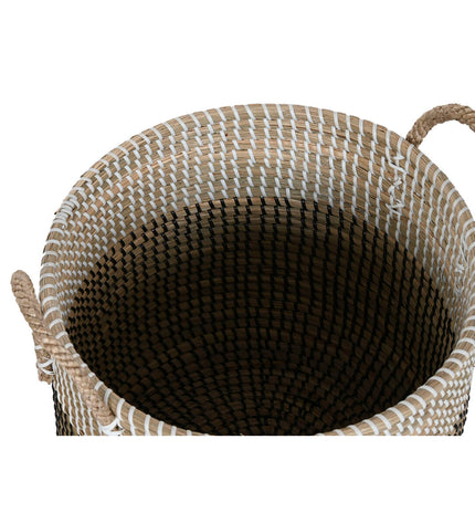 Home ESPRIT wicker basket spelset with white and black natural finish, two-piece storage and organization set for home and kitchen.