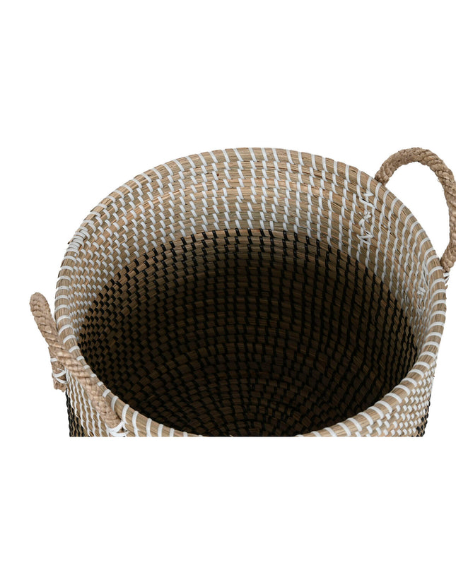 Home ESPRIT wicker basket spelset with white and black natural finish, two-piece storage and organization set for home and kitchen.