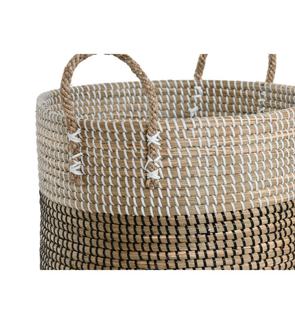 Home ESPRIT basket spelset with white and black woven storage baskets, ideal for home organization and kitchen storage.