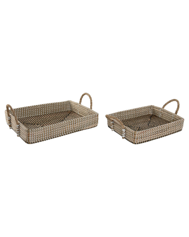 Home ESPRIT basket spelset for bathroom and kitchen, natural fiber, rectangular shape, 41x32x16 cm, suitable for home organization.
