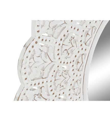 Home ESPRIT Indiaas Decapé wall mirror, 89x2x89 cm, with a white and Indian-inspired decorative frame.