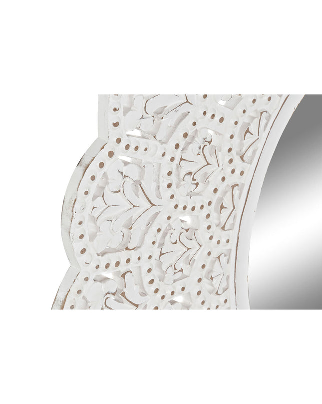 Home ESPRIT Indiaas Decapé wall mirror, 89x2x89 cm, with a white and Indian-inspired decorative frame.