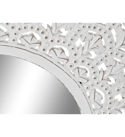 Home ESPRIT Indian Decapé wall mirror, 89x89 cm, with a white and distressed wood frame, suitable for home decor.