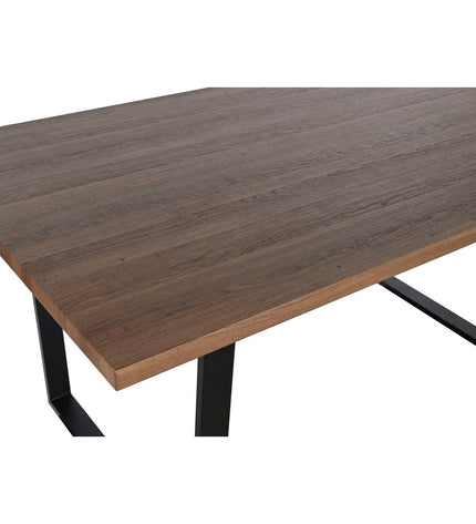 Home ESPRIT dining table in brown and black with iron and MDF, measuring 160 x 90 x 75 cm, featuring a sturdy wood and metal design.