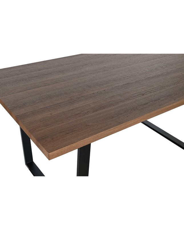 Home ESPRIT dining table in brown and black with iron and MDF, measuring 160 x 90 x 75 cm, featuring a sturdy wood and metal design.