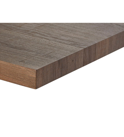 Home ESPRIT brown and black iron and wood dining table with MDF surface, 160x90x75 cm, in a modern kitchen setting.