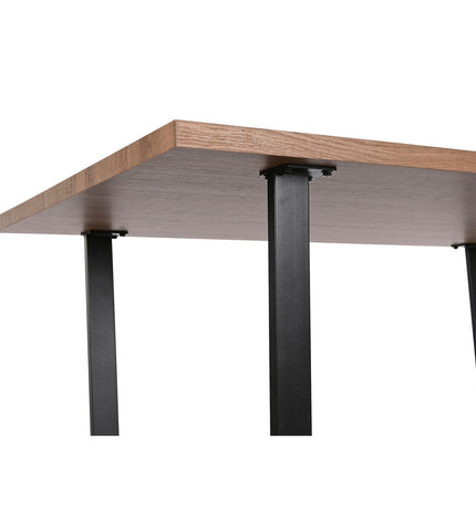 Home ESPRIT dining table in brown and black iron with wooden MDF surface, 160x90x75 cm, suitable for home and kitchen use.