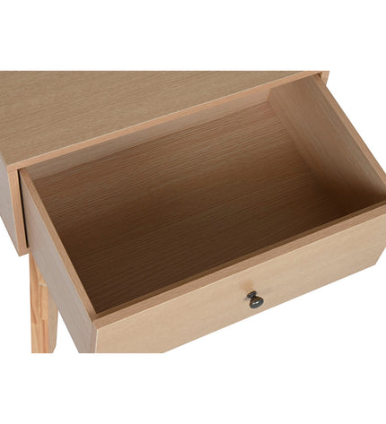 Home ESPRIT Nachtkastje in natuurlijk hout, 45x36x49 cm, with a sleek design and storage drawer for bedroom or living room.