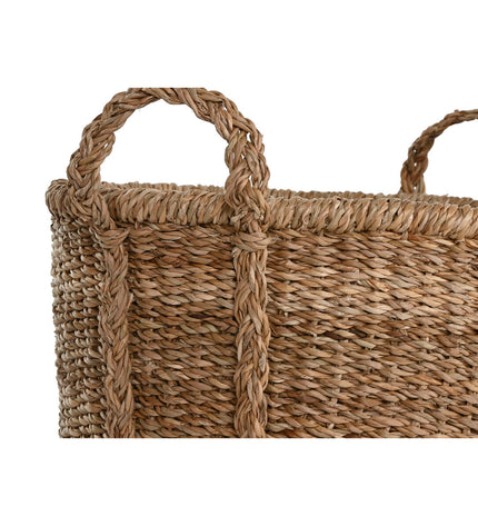Home ESPRIT natural sea grass basket set with three storage baskets for home organization and kitchen use.