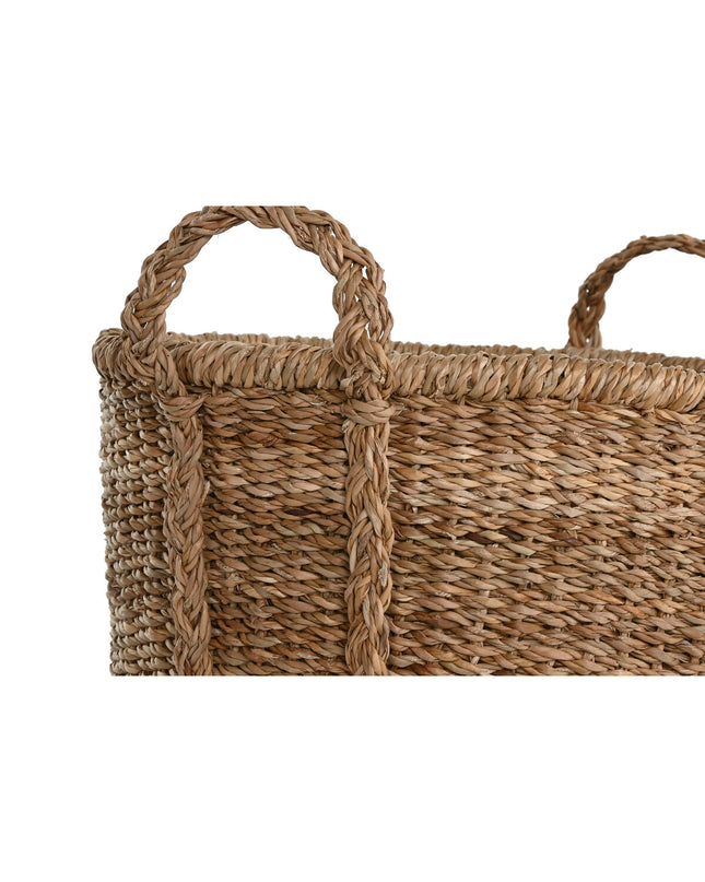 Home ESPRIT natural sea grass basket set with three storage baskets for home organization and kitchen use.