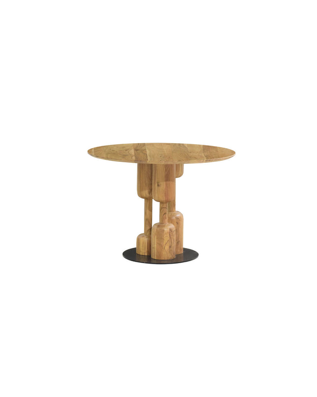 Rectangular Home ESPRIT dining table with metal frame and acacia wood top, measuring 106 x 106 x 76 cm.