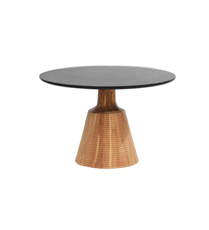 Home ESPRIT black and natural marble dining table with acacia wood legs, 115x115x76 cm, modern kitchen and living room furniture.