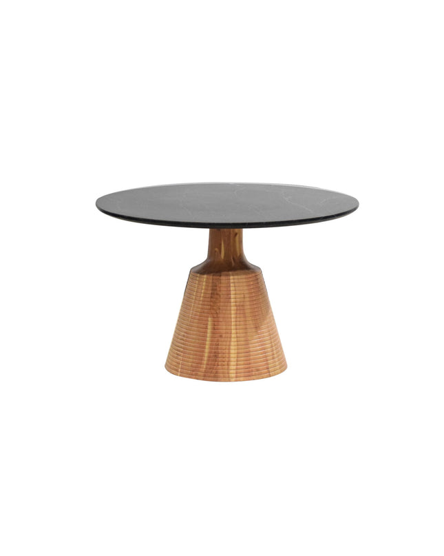 Home ESPRIT black and natural marble dining table with acacia wood legs, 115x115x76 cm, modern kitchen and living room furniture.