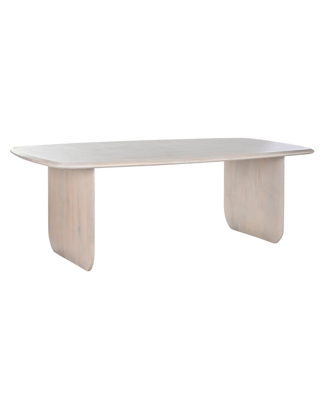 Home ESPRIT dining table in white mango wood, 218x100x76 cm, showcasing the natural wood grain and modern design.