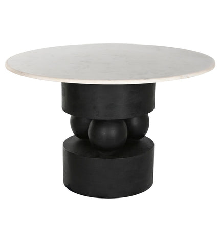 Home ESPRIT marble and mango wood dining table, 120x120x76 cm, showing the sleek marble top and wooden legs.