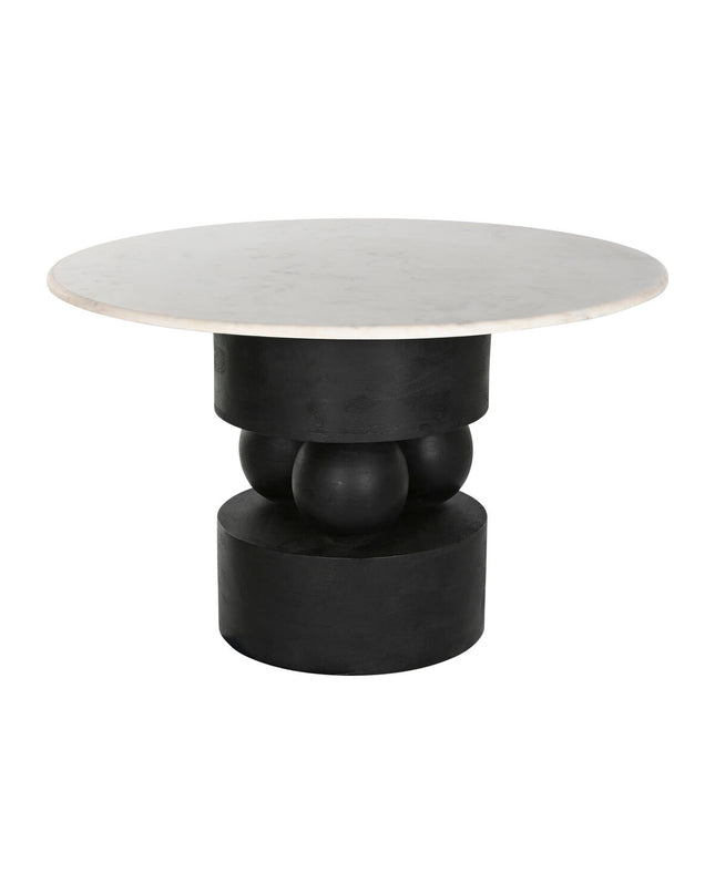 Home ESPRIT marble and mango wood dining table, 120x120x76 cm, showing the sleek marble top and wooden legs.