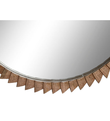 Modern Home ESPRIT round wall mirror with natural wood frame, 75x75 cm, ideal for home decor and bathroom or living spaces.