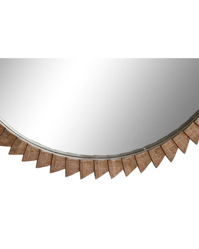 Modern Home ESPRIT round wall mirror with natural wood frame, 75x75 cm, ideal for home decor and bathroom or living spaces.