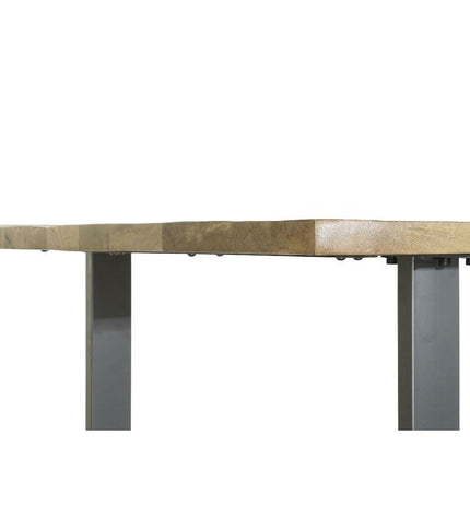 Home ESPRIT dining table with black metal frame and mango wood surface, 200 x 100 x 76 cm, modern kitchen furniture.