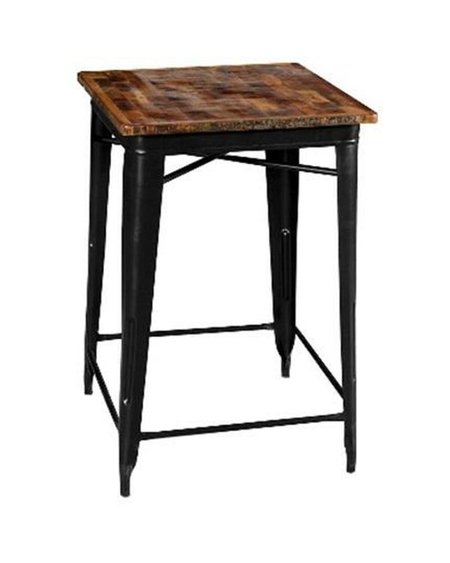 Home ESPRIT dining table with wooden top and metal legs, measuring 66 x 66 x 106 cm, in a modern kitchen setting.