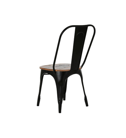 Dark brown wooden and metal kitchen chair from Home ESPRIT, with black upholstery, 48x55x92 cm, modern and sturdy design.