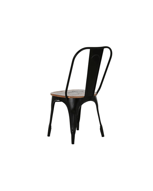 Dark brown wooden and metal kitchen chair from Home ESPRIT, with black upholstery, 48x55x92 cm, modern and sturdy design.