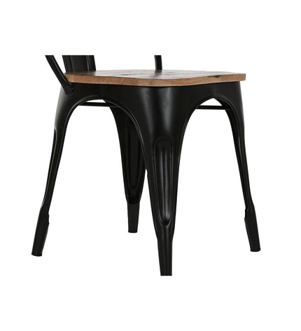 Home ESPRIT kitchen chair in dark brown wood and black metal, measuring 48x55x92 cm, with a modern design for home dining.