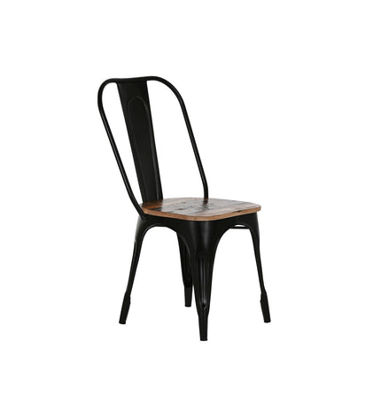 Home ESPRIT kitchen chair in black and dark brown wood with metal legs, measuring 48x55x92 cm, modern dining seat.