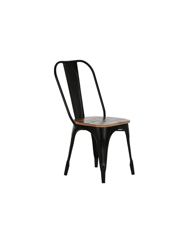 Home ESPRIT kitchen chair in black and dark brown wood with metal legs, measuring 48x55x92 cm, modern dining seat.