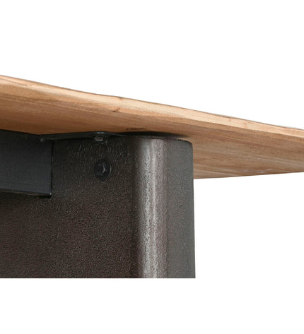 Home ESPRIT dark brown natural wood dining table with 200x90x75 cm dimensions, featuring sturdy spar construction.