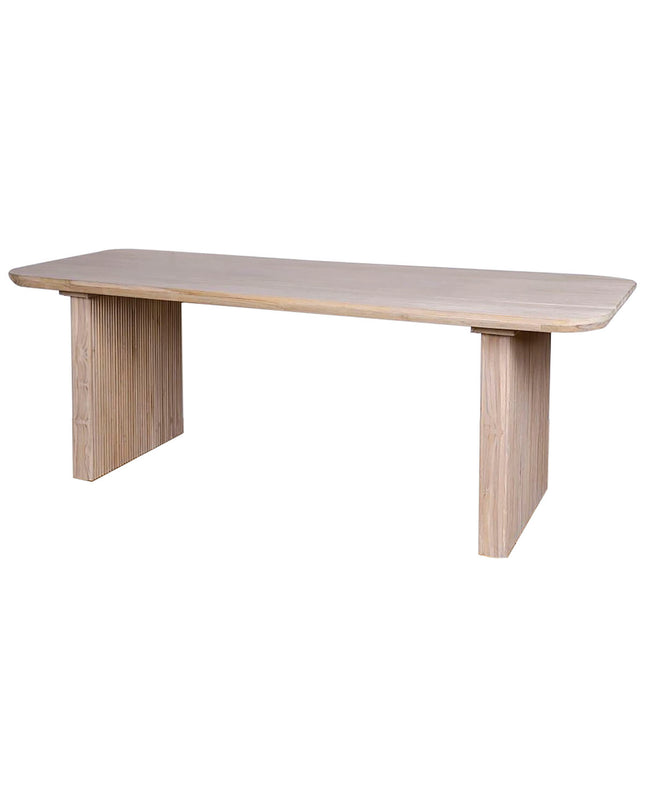 Home ESPRIT dining table with a 250x100x77 cm wooden surface, showcasing its sleek, modern design and sturdy legs.