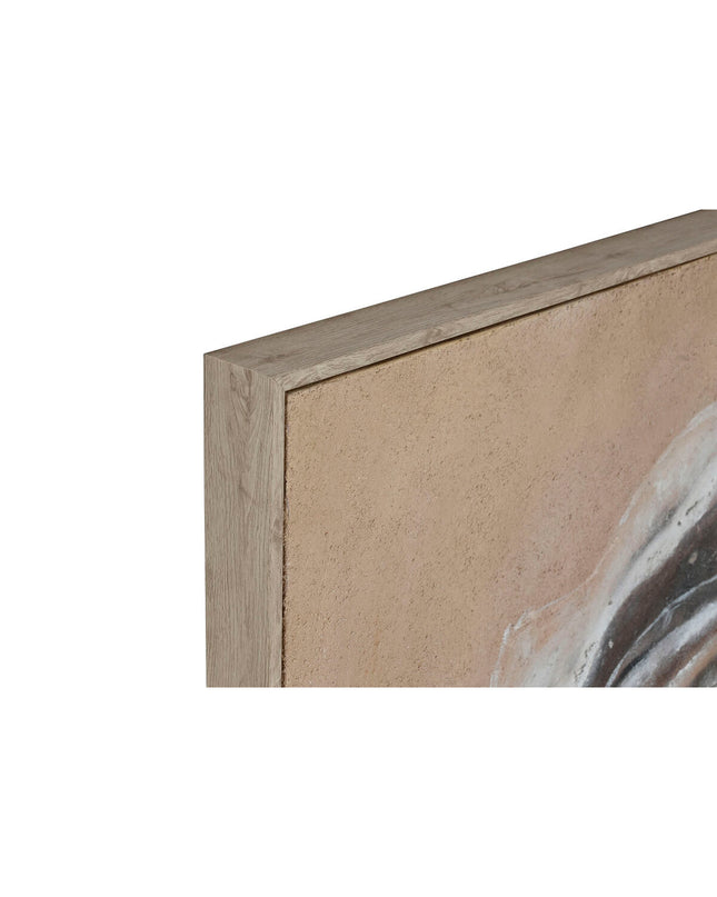 Two modern Home ESPRIT abstract beige and white jute polyestyreen wall art panels, 102x3.2x102 cm, for home decor.