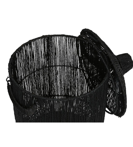Home ESPRIT black jute and metal basket set for home organization, featuring two storage baskets in a modern design.