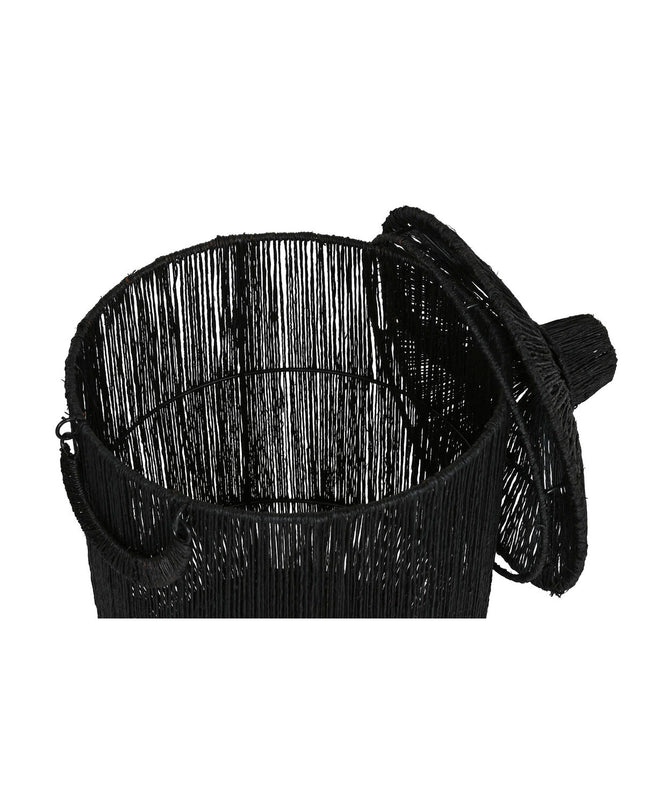 Home ESPRIT black jute and metal basket set for home organization, featuring two storage baskets in a modern design.