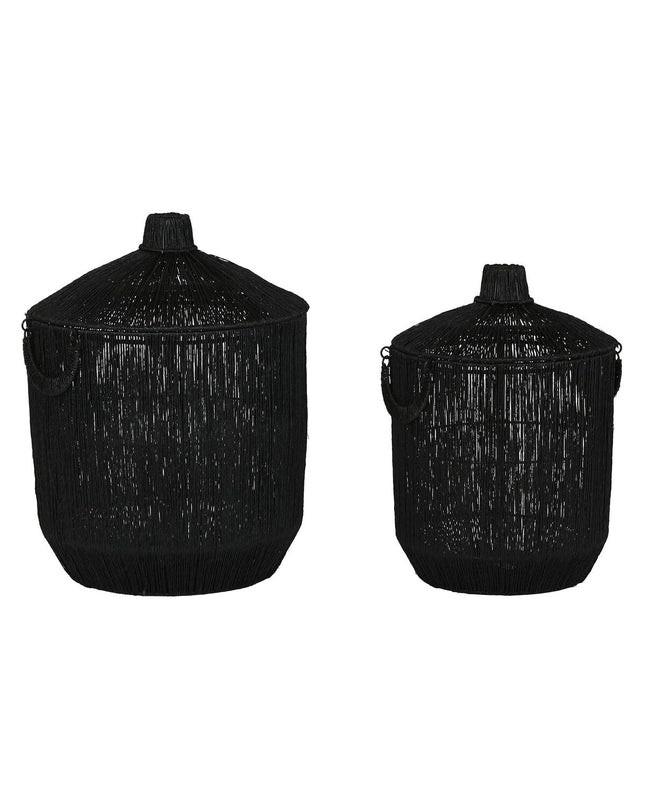 Home ESPRIT black jute metal basket set for home organization, consisting of two storage baskets with a modern design.