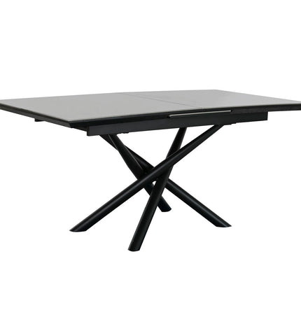 Home ESPRIT black and gray dining table with ceramic top, metal legs, 160x90x76 cm, modern kitchen furniture.