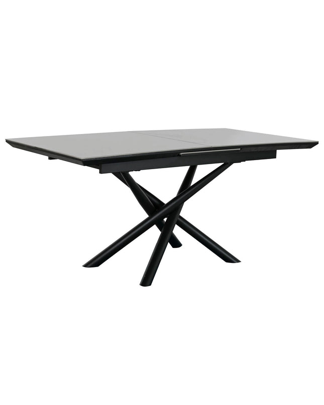 Home ESPRIT black and gray dining table with ceramic top, metal legs, 160x90x76 cm, modern kitchen furniture.