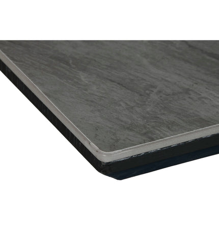 Home ESPRIT black and grey ceramic dining table with metal legs, 160x90x76 cm, modern kitchen and living room furniture.