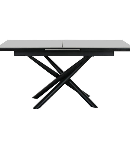 Home ESPRIT dining table in black and gray with metal legs and ceramic top, measuring 160 x 90 x 76 cm, modern kitchen furniture.