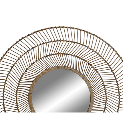 Home ESPRIT tropical round wall mirror, natural wood finish, 110 x 2.5 x 110 cm, stylish home decor for living spaces.