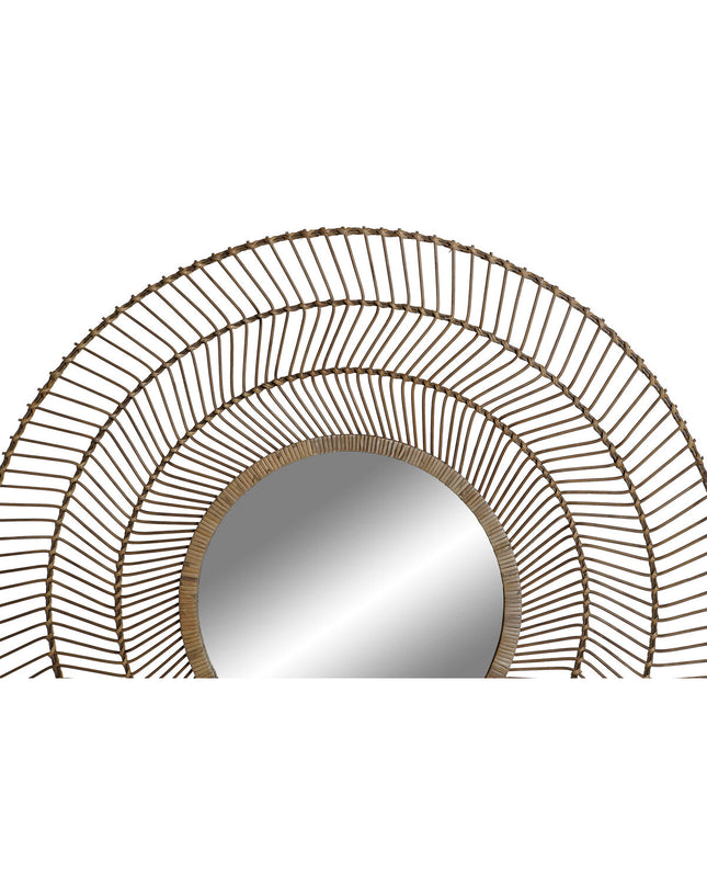 Home ESPRIT tropical round wall mirror, natural wood finish, 110 x 2.5 x 110 cm, stylish home decor for living spaces.