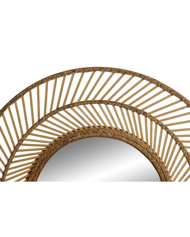 Home ESPRIT tropical round wall mirror, natural wood frame, 81x2x81 cm, ideal for home decor and kitchen spaces.