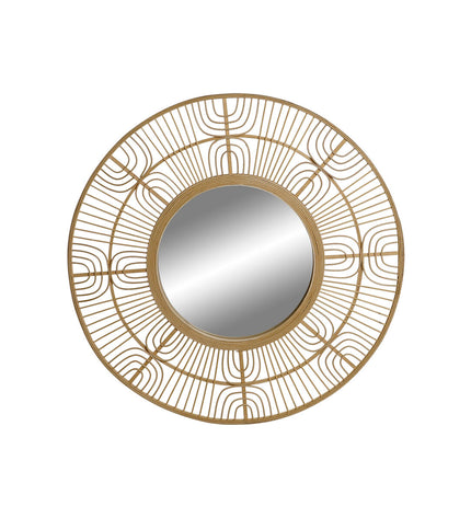 Home ESPRIT Wandspiegel in natuurlijke Scandi stijl, 80x2x80 cm, modern huisdecoratie with round mirror frame.