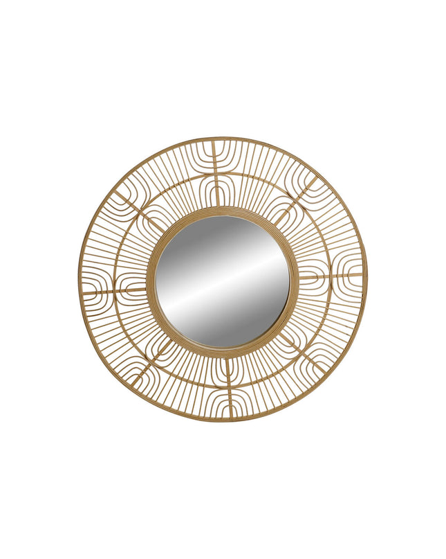 Home ESPRIT Wandspiegel in natuurlijke Scandi stijl, 80x2x80 cm, modern huisdecoratie with round mirror frame.