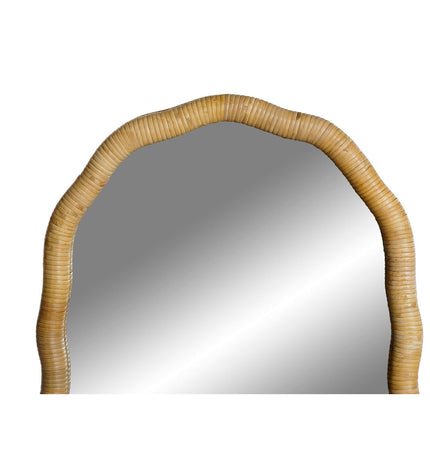 Home ESPRIT Wandspiegel Natuurlijk Scandi, 51x4.5x120 cm, round mirror with natural wood frame for stylish home decor.