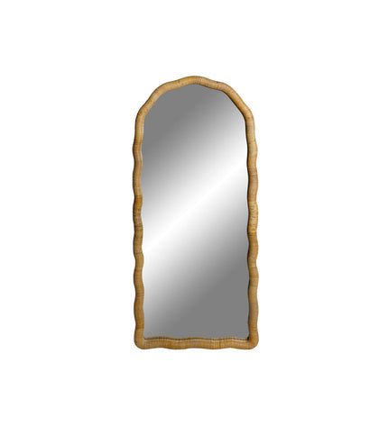 Home ESPRIT Wandspiegel Natuurlijk Scandi, 51x4.5x120 cm, round mirror with natural wood frame for modern home decor.