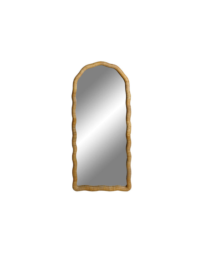 Home ESPRIT Wandspiegel Natuurlijk Scandi, 51x4.5x120 cm, round mirror with natural wood frame for modern home decor.