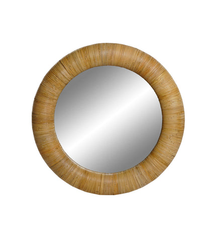 Home ESPRIT tropical wall mirror, natural wood frame, 80x7x80 cm, modern home decor for living space.
