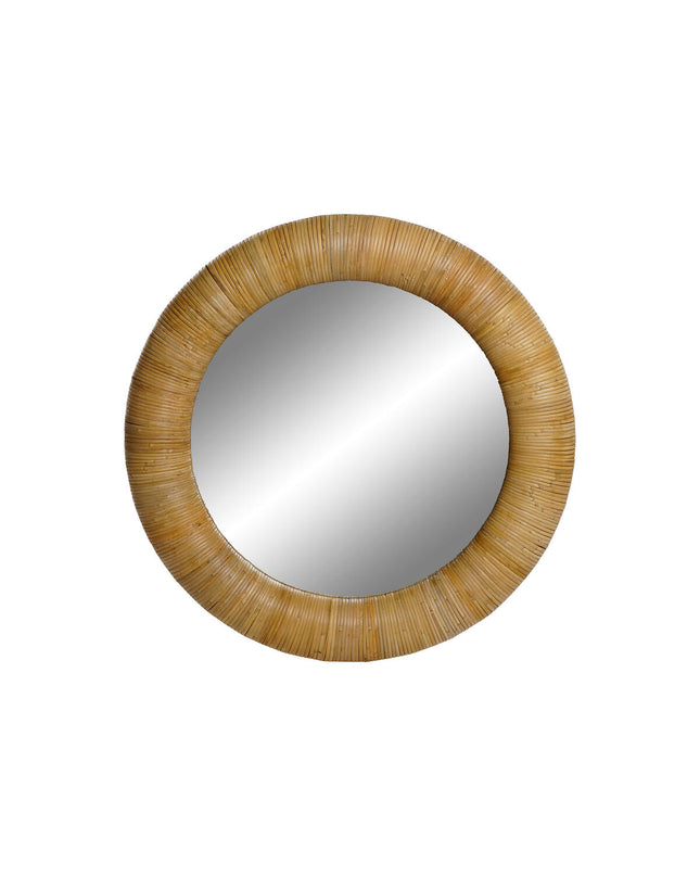 Home ESPRIT tropical wall mirror, natural wood frame, 80x7x80 cm, modern home decor for living space.