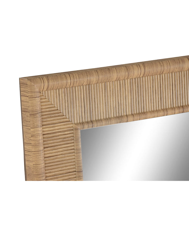 Pair of beige Home ESPRIT wall mirrors with natural wood finish, measuring 74x2x162 cm, ideal for home decor.